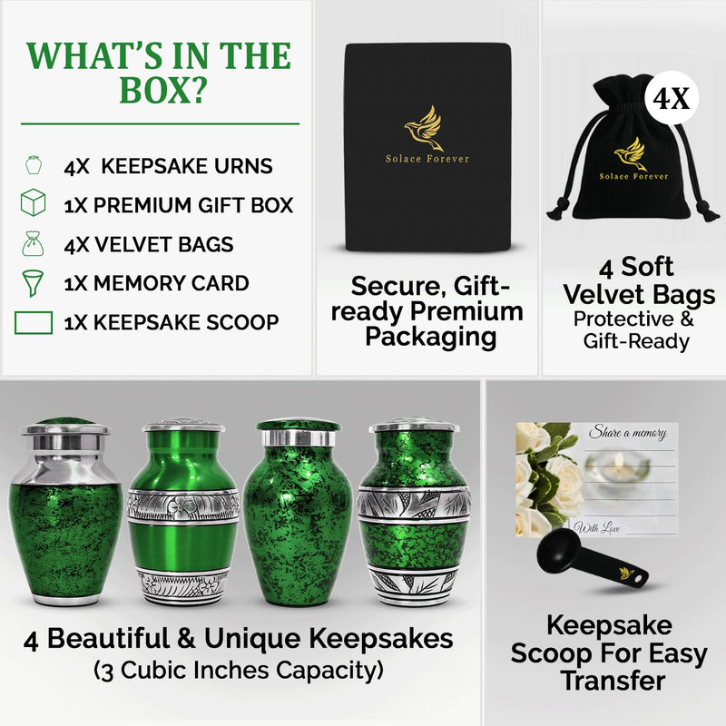 [Australia] - Graceful Small Urns for Human Ashes Keepsake ‚Äì Elegant Cremation Urn ‚Äì Tiny Urn Keepsakes for Women ‚Äì Mini Urns for Ashes for Cherished Memories (Green, Small) Set of 1 Green 