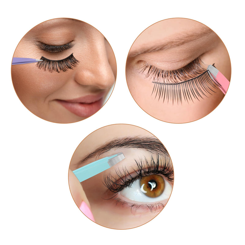 [Australia] - Econtal tweezers set with case for plucking eyebrows, straight slanted pointed tweezers, plucking tweezers, splinter tweezers, pointed tweezers, eyelash tweezers 