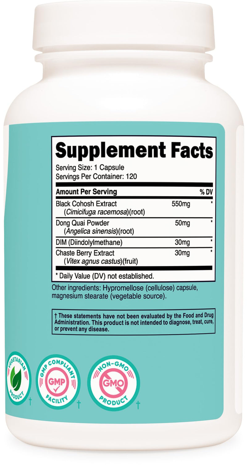 Nutricost Black Cohosh for Women 660mg, 120 Capsules - with Don Quai, DIM, and Chaste Berry, Veggie Caps, Non-GMO, Gluten Free