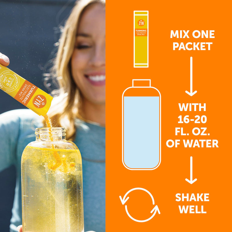 ZYN Turmeric & Electrolyte Packets for Hydration, Passion Lemonade, 16 Ct Passionfruit Lemonade 5.12 Ounce (Pack of 1)