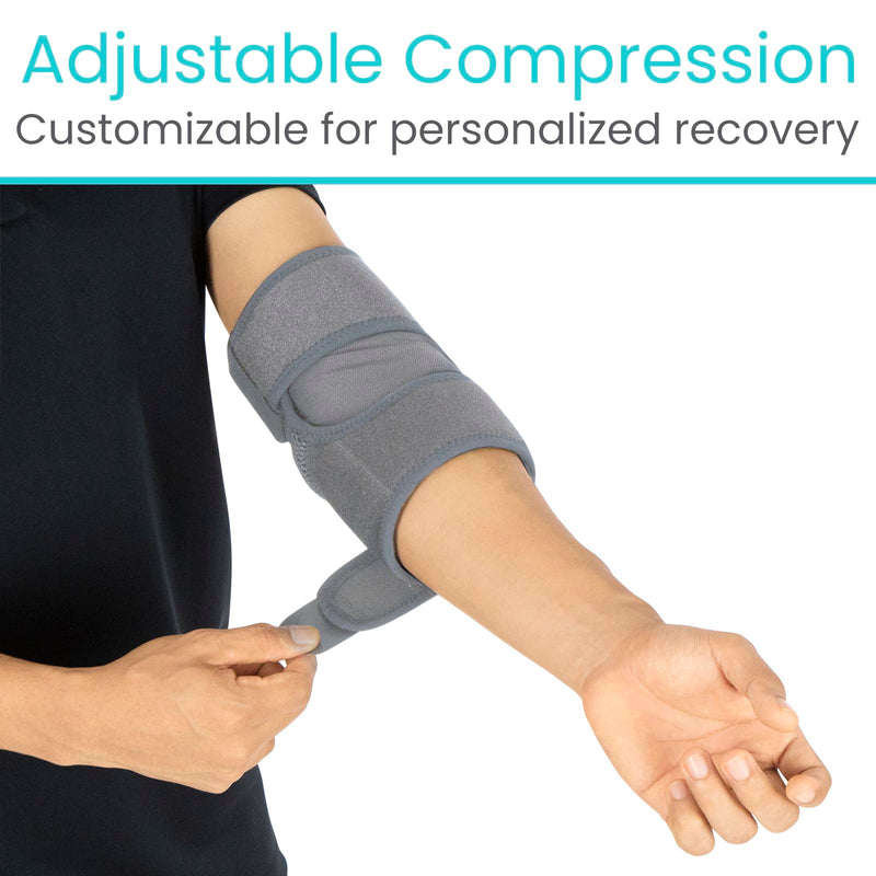 [Australia] - Vive Elbow Brace - Tennis Compression Sleeve - Wrap for Golfers, Bursitis, Left or Right Arm - Tendonitis Support Strap for Golf, Men and Women - Epicondylitis and Sports Recovery (Gray, Standard) Gray 
