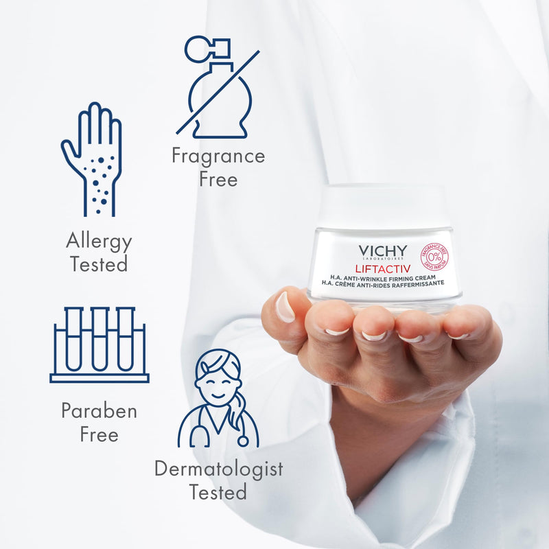 Vichy LiftActiv H.A. Anti-Wrinkle Firming Cream, Anti Aging Face Cream With Vitamin C & Hyaluronic Acid, Smoothing & Firming For Wrinkles, Visibly Plumps Skin & Improves Radiance Fragrance Free