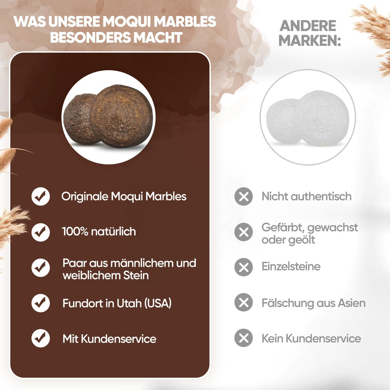 [Australia] - PURAJA Pair of Original Moqui Marbles with Certificate of Authenticity | Living stones in premium quality | Directly from the Hopi Indian area in the western USA (size M 18-22mm) M (2 pieces) 