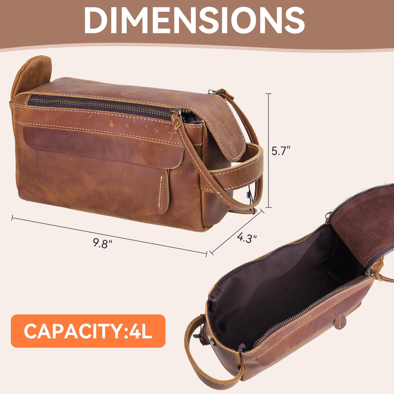 Multi-functional Leather Travel Toiletry Bag -Coffee and Brown 2-pack