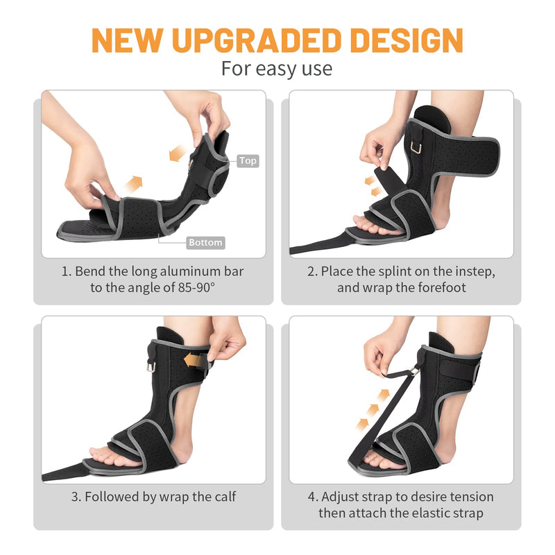 [Australia] - Plantar Fasciitis Night Splint: Adjustable Brace with Arch Support | Dorsal Night Splint for Women Men | Dual Effective Plantar Fasciitis Relief Achilles Tendonitis Foot Drop Heel Pain Black 