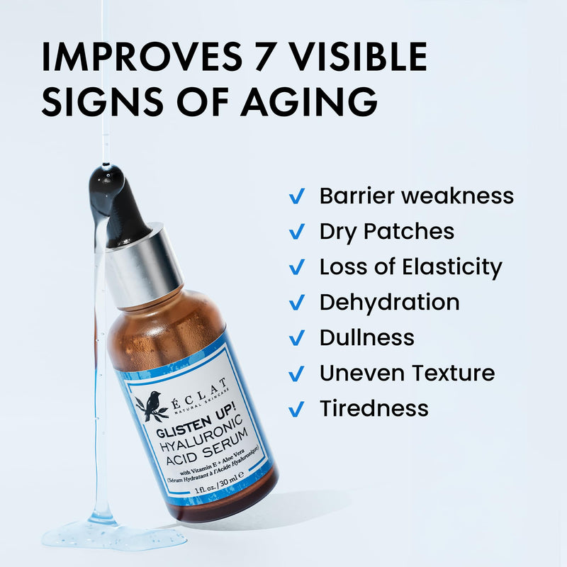 Eclat Skincare Retinol Serum + Hyaluronic Acid Serum Set – Anti Aging Retinol with Vitamin E + 2.5% Hyaluronic Acid with B5, Green Tea & Jojoba – Hydrating, Nourishing & Plumping Duo 1 fl oz each