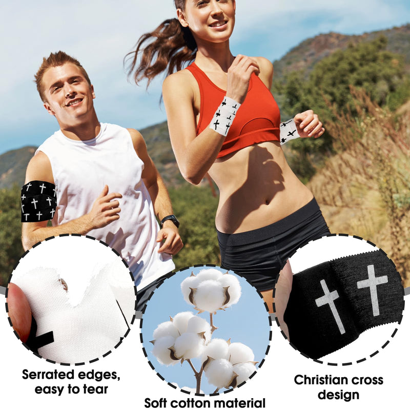 [Australia] - 6Pcs Christian Athletic Tape Cross Sports Tape with Black White Bible Verse Wrist Tapes Cross Athletic Wrist Tape for Sports Football Gymnastics Tennis Boxing Athlete First Aid Injury Wrap,2inx23ft 