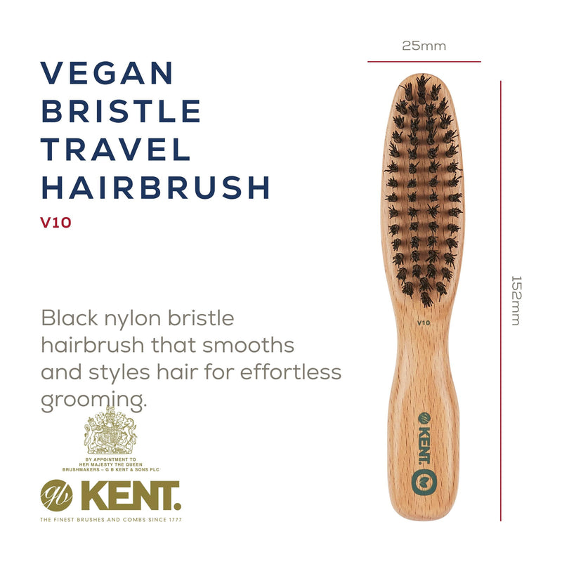 Kent V10 Vegan Boar Bristle Hair Brush and Beard Brush for Men, Eco Friendly Bristle Brush for Smoothing Hair, Taming Beards and Mustaches (Small) Small