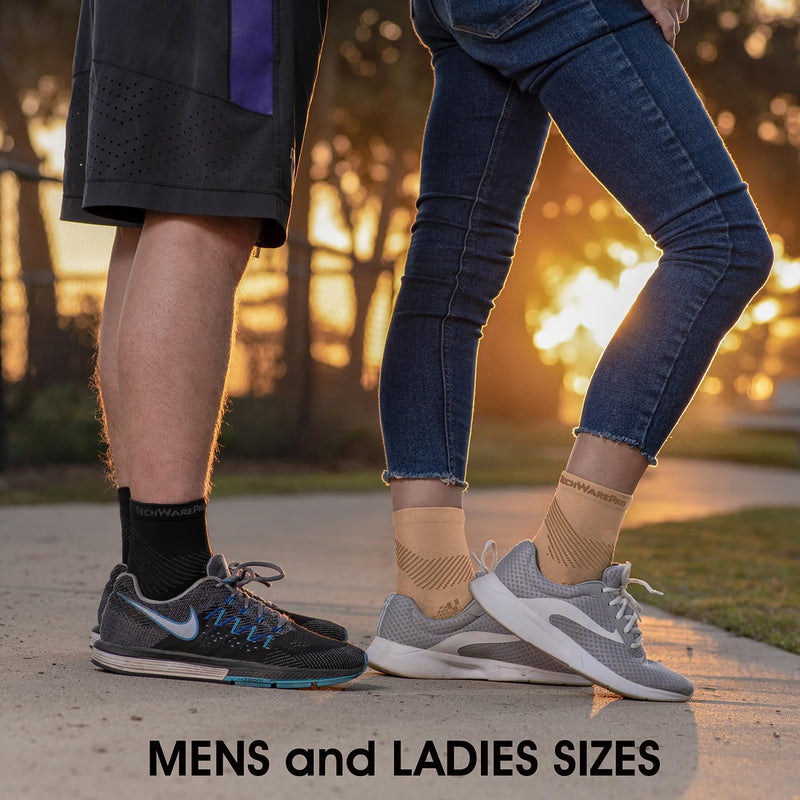 [Australia] - TechWare Pro Plantar Fasciitis Socks - Ankle Compression Socks for Women & Men. Achilles Tendonitis Brace & Foot Arch Support Medium Black / Black 