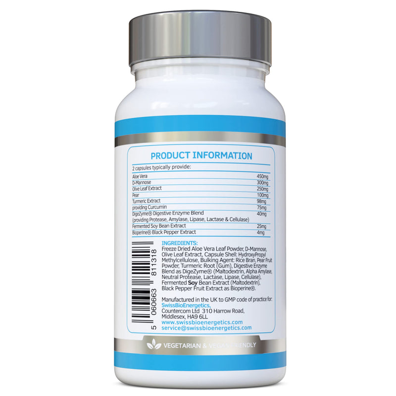 Biofilm Defence 60 Capsules - D-Mannose and a Comprehensive Blend of Enzymes for Advanced Digestive & Urinary Tract Support - UK Made