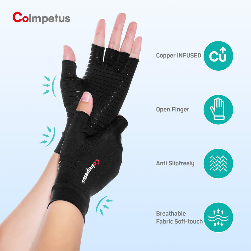 [Australia] - Micro-Pressure Sensation Arthritis Gloves, Fingerless Non-Slip Breathable Gloves for Arthritis Carpal Tunnel Pain Relief, Hand Pain, Fit Women & Men | Medium Black 
