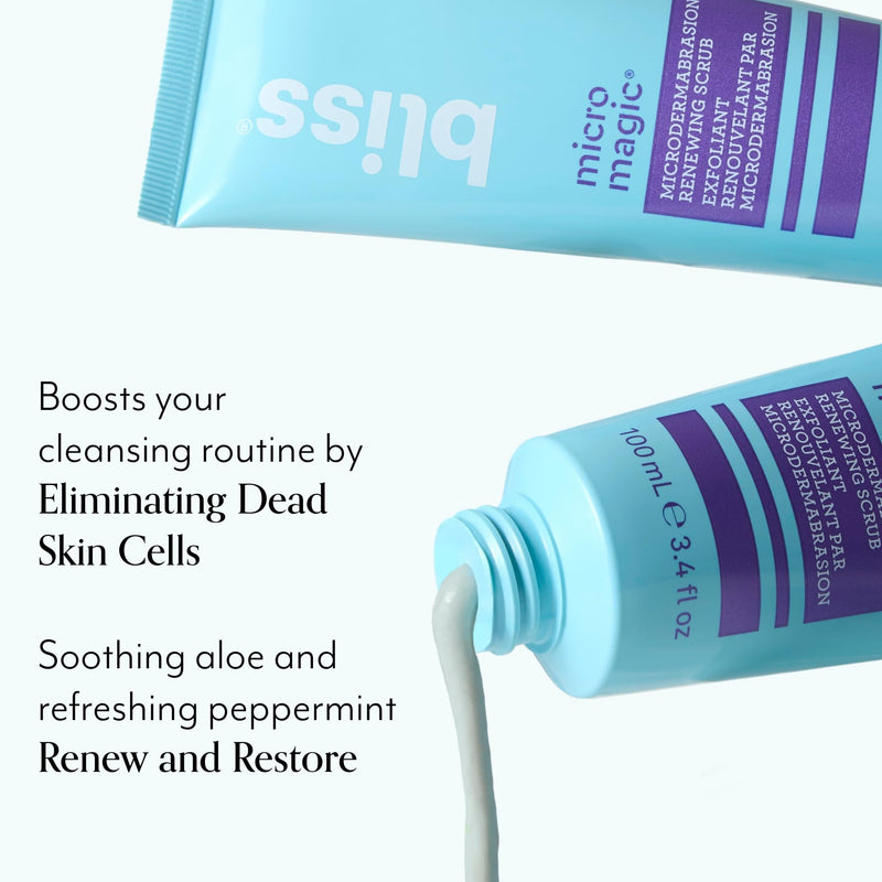 Bliss Glow Boost Skincare Duo – Micro Magic Skin-Refining Exfoliator (Packaging May Vary) & Bright Idea Vitamin C Serum – Face Scrub & Brightening Serum for Smooth, Radiant, Even-Toned Skin