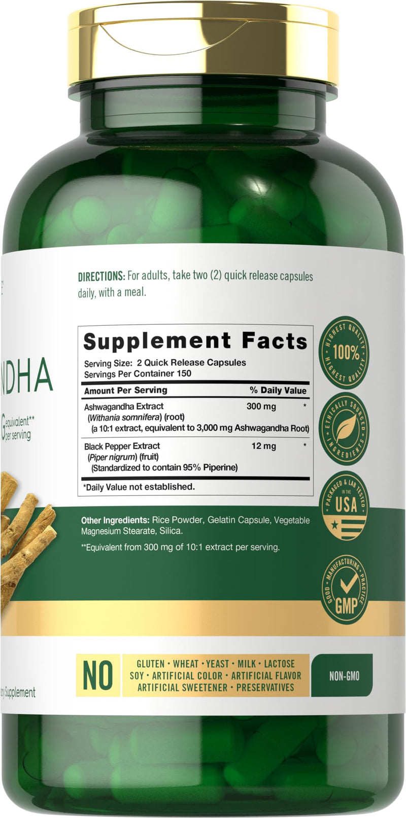 [Australia] - Carlyle Ashwagandha Supplement for Women and Men | 3000mg | 300 Capsules | Herb Root Extract with Black Pepper | Non-GMO and Gluten Free 300 Count (Pack of 1) 