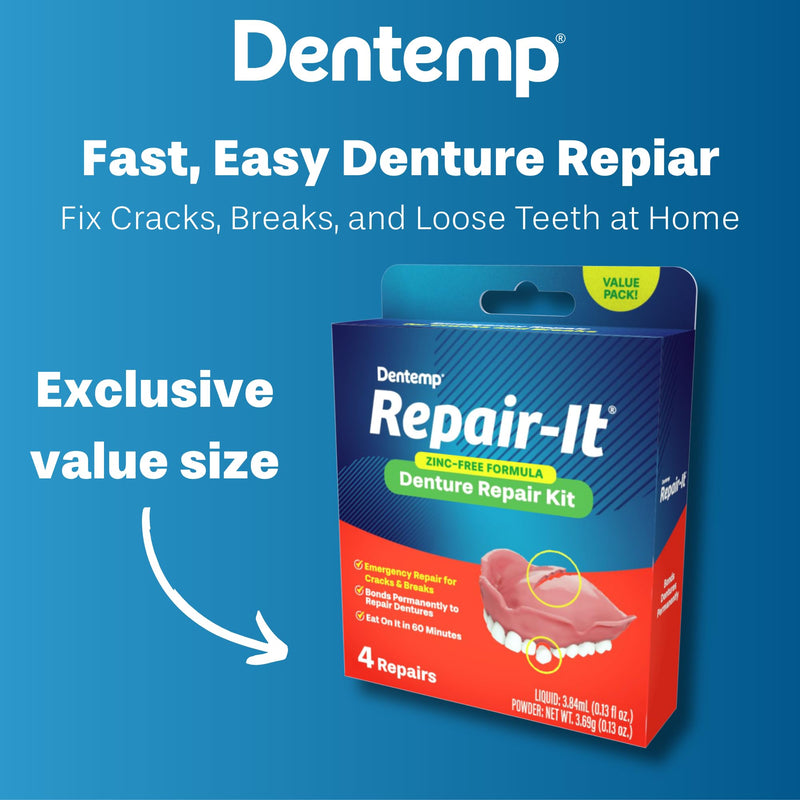 [Australia] - Dentemp Repair Kit - Repair-It Advanced Formula Denture Repair Kit - Denture Repair Kit Repairs Broken Dentures - Denture Repair to Mend Cracks & Replace Loose Teeth (Value Size) 
