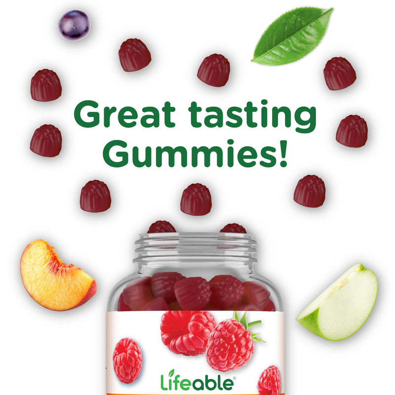 Lifeable Probiotic Gummies for Women and Men, with Prebiotics, 90 Gummies | Daily digestive and immune support, 2 billion CFU per serving, shelf stable with no refrigeration, vegan, kosher and halal