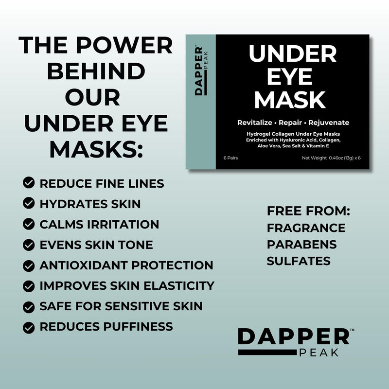 Under Eye Patches - 6 pairs| Hydrating Hydrogel Under Eye Mask/ Collagen Eye Patches, Hydrolyzed Marine Collagen, Vitamin E, Hyaluronic Acid, Remove Bags, Aloe, Skin Firming, Fragrance Free, 6 Pack