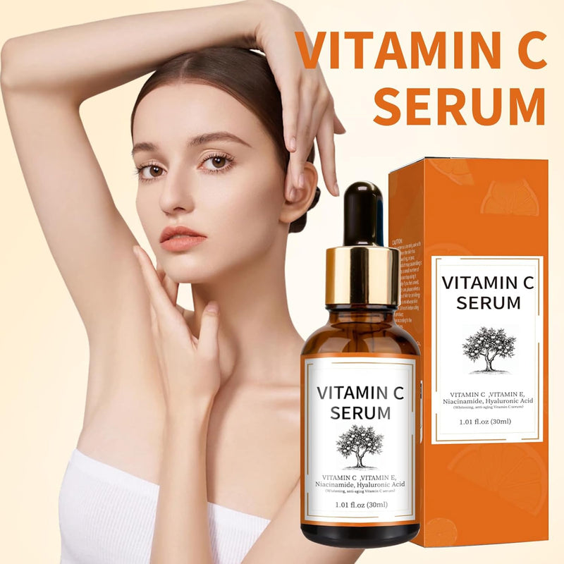 Vitamin C Brightening Serum with Hyaluronic Acid & Vitamin E – Dark & Even Skin Tone for Women (30ml/1.01 fl.oz.)