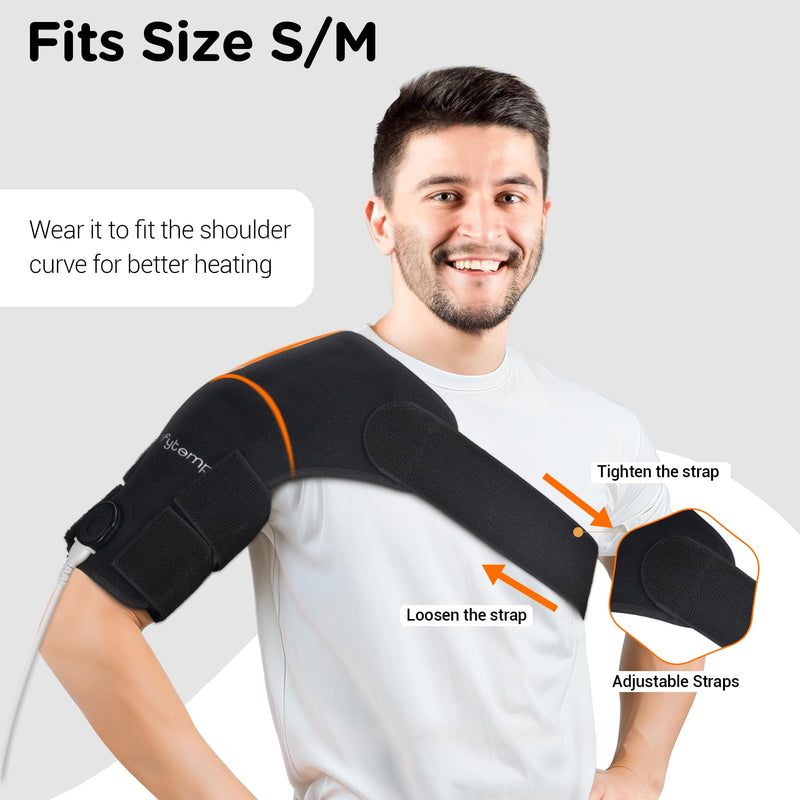 Comfytemp Shoulder Heating Pad for Men Women, S/M | For Rotator Cuff, With Brace, Electric Heated Wrap, 3 Heat Settings, 2H Auto-Off, for Men Women Mom Dad
