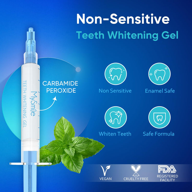 [Australia] - MySmile Teeth Whitening Kit for Sensitive Teeth with LED Light, 10 Min Non-Sensitive Fast Tooth Whitener, 3 Carbamide Peroxide Whitening Gel, Powerful Formula, Enamel Safe Blue 