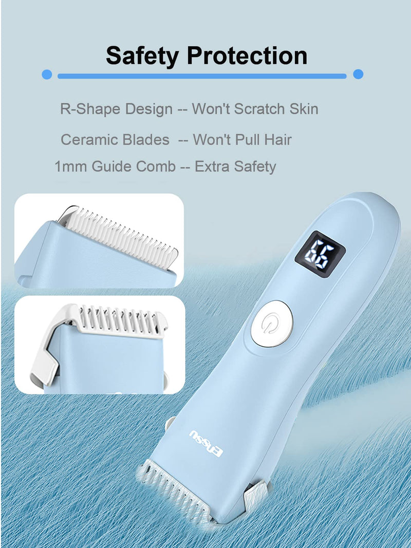 [Australia] - Baby Hair Clippers, Low Noise Hair Trimmer for Kids, Waterproof USB Rechargeable Cordless Haircut Kit with LCD Display, Blue 