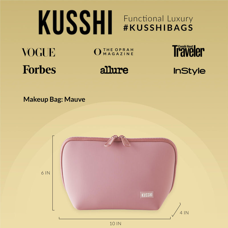 Neoprene Makeup Bag - Washable Makeup Bag for Stress Free Travel (Mauve/Stone) Mauve/Stone