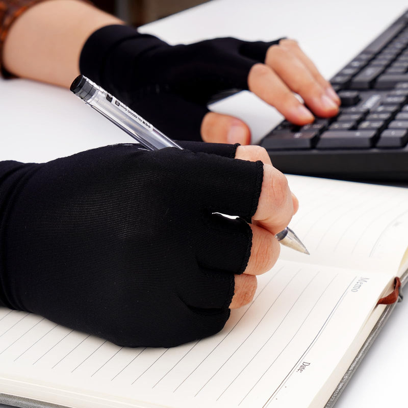 [Australia] - Arthritis Gloves for Women Men, Fingerless Hand Thumb Gloves, Black Small 