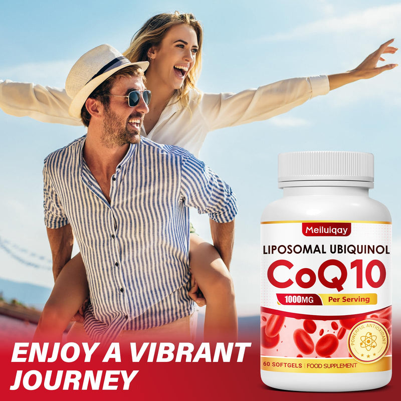 CoQ10 Supplement 1000 mg, 60 Softgels, Liposomal Ubiquinol Vegan Supplement-Heart & Energy Support, High Strength Coenzyme Q10, Non-GMO & Gluten Free