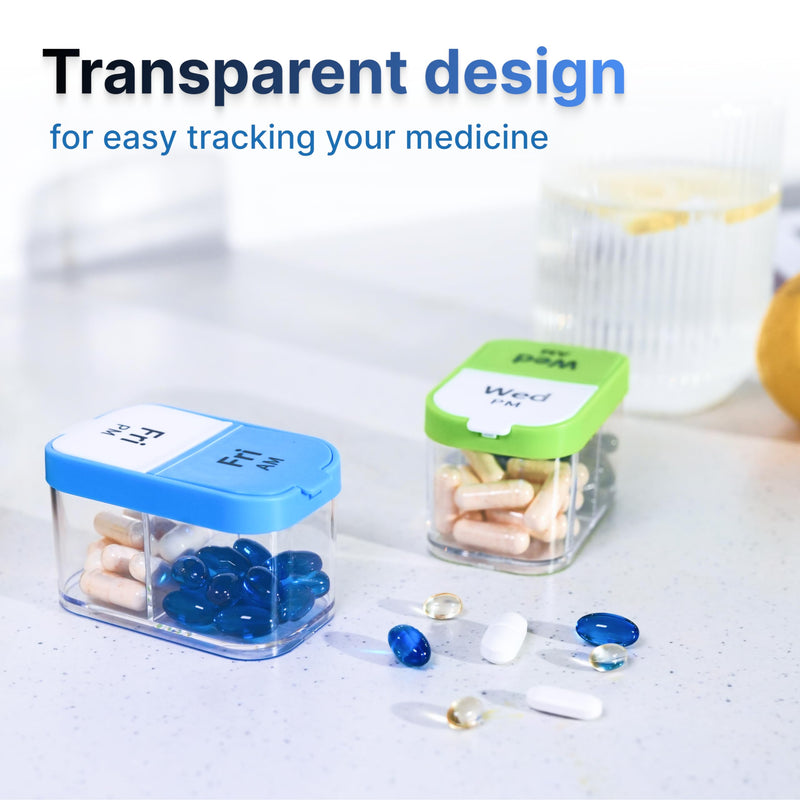 [Australia] - Extra Large Weekly Pill Organizer - XL Daily Pill Box - 7 Day Am Pm Jumbo Pill Case/Container for Supplements Big Pill Holder Twice A Day Oversized Daily Medicine Organizer for Vitamins Rainbow 