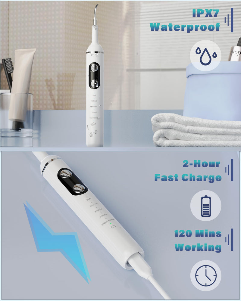 [Australia] - Plaque Remover for Teeth, Pet Tooth Brushing Kit, Dental Tools to Remove Plaque and Tartar, Safe for Dog and Cat, with LED Light, White 