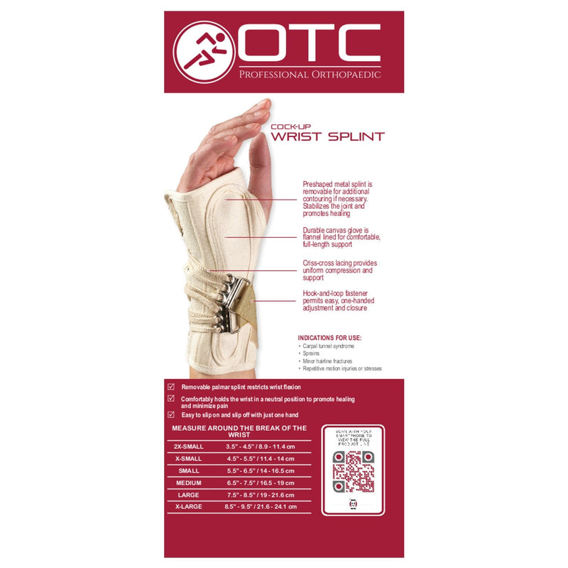 [Australia] - OTC Wrist Splint, Prop-Up Lacing for Carpal Tunnel Relief, Canvas, White, Left Hand, Large Large (Pack of 1) Ivory (Left Hand) 