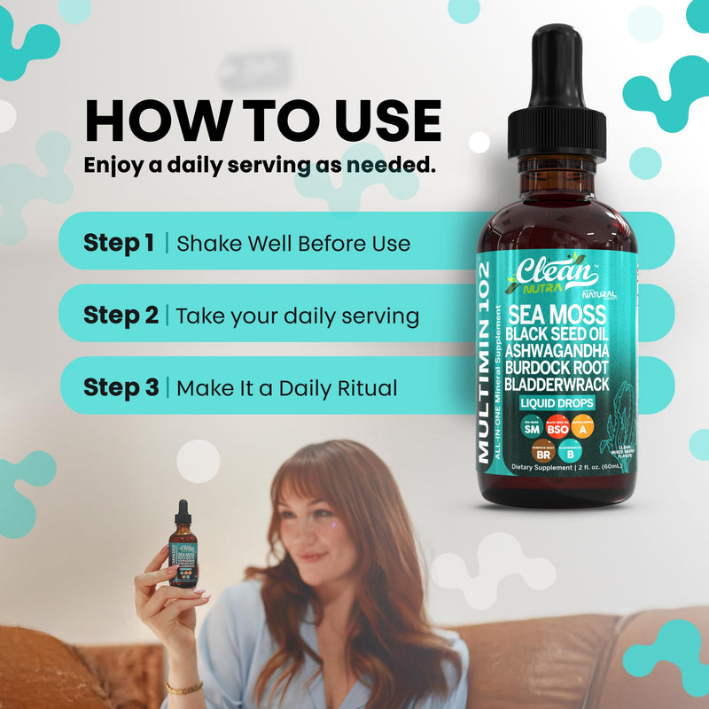 [Australia] - Clean Nutraceuticals Sea Moss Drops Supplement Liquid with Black Seed Oil Ashwagandha Burdock Root & Bladderwrack - Multimineral Organic Non-GMO Vegan for Gut Heath Skin Immune Support Hair (2) 2 