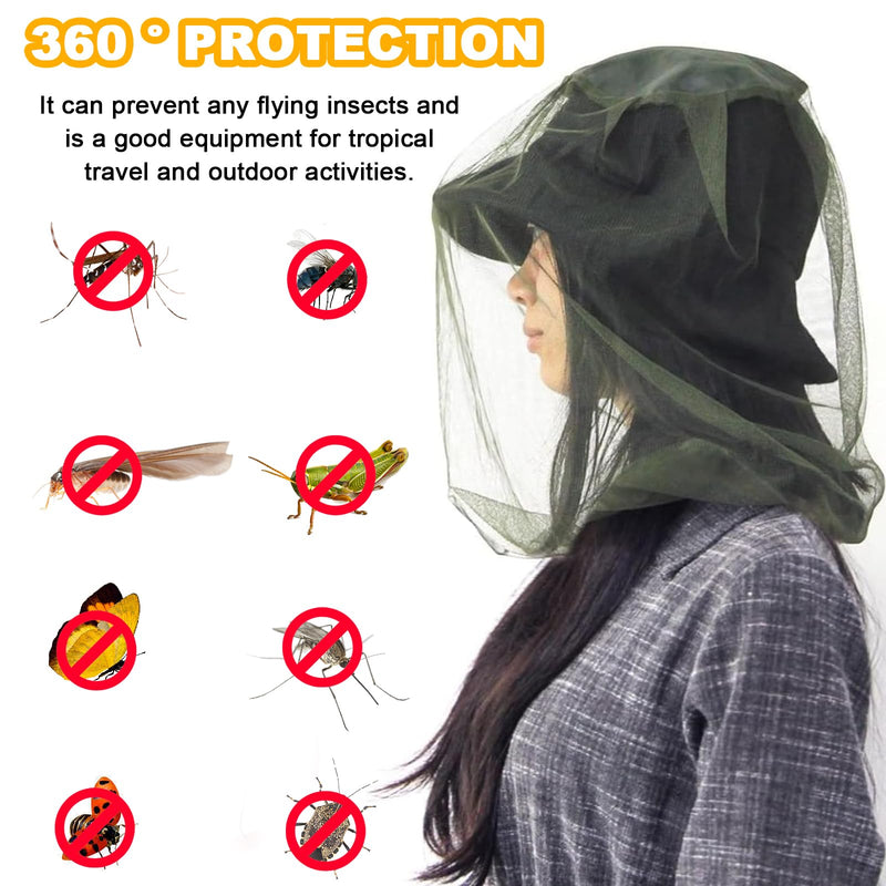[Australia] - Pack of 2 mosquito net heads, green mosquito net head, mosquito protection with 2 carrying bags, mosquito protection head net, mosquito net hat for face protection, hiking, outdoor fishing, anti-mosquito, bee bug 