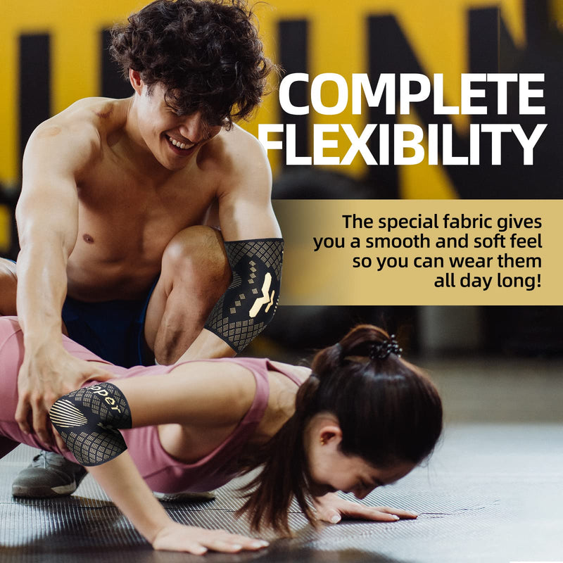 [Australia] - Lusenone Copper Elbow Bandage 2 Pieces - Compression Elbow Bandage for Men and Women - Tennis Elbow Bandage Elbow for Golfer's Elbow, Tendonitis, Sports, Arthritis, Elbow Support M 1 