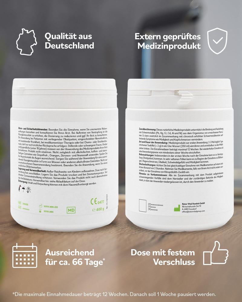 [Australia] - Zeolite MED detox powder 400g, medical product, pharmacy quality, comparison winner, intestinal cleansing, detoxification of heavy metals, detoxification treatment, volcanic minerals, healing clay 400g (pack of 1) 