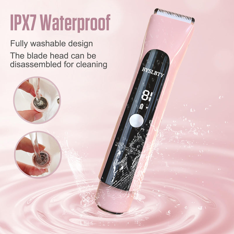 [Australia] - 2 in 1 Bikini Trimmer for Women Dual Head Electric Shaver,IPX7 Waterproof Wet & Dry, Painless Shaver for Body Face Private Area Pink Pink（new Version） 