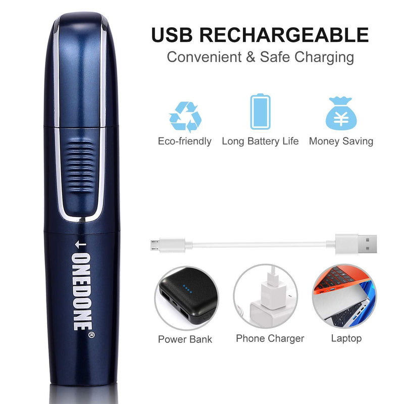 [Australia] - ONEDONE Nose Hair Trimmer - 3 in 1 USB Rechargeable Ear Nose Hair Trimmer for Men, Dual-Edge Blades Painless Electric Ear Trimmer Eyebrow Clipper Father's Day Gifts 