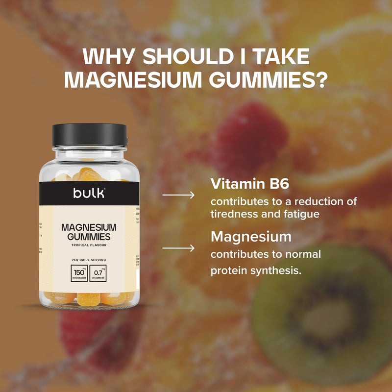 Bulk Magnesium Gummies, 150 mg, Bone and Energy Support, Tropical, 60 Gummies