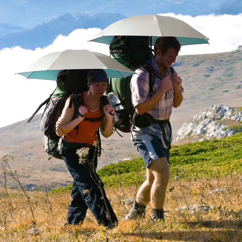 G4Free Hiking Umbrella UPF 50+ Compact Ultralight for Trekking Backpacking | Collapsible Folding Small umbrella, Sun & Rain Protection, Reflective Silver fabric, Trekking Umbrella for Desert Travel Lake Blue