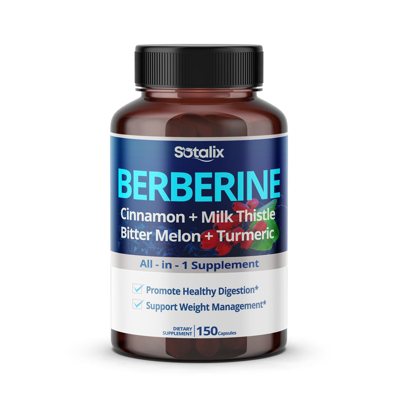 [Australia] - Premium Berberine Supplement with Ceylon Cinnamon, Bitter Melon, Milk Thistle - 150 Day Supply (150 Count (Pack of 1)) 