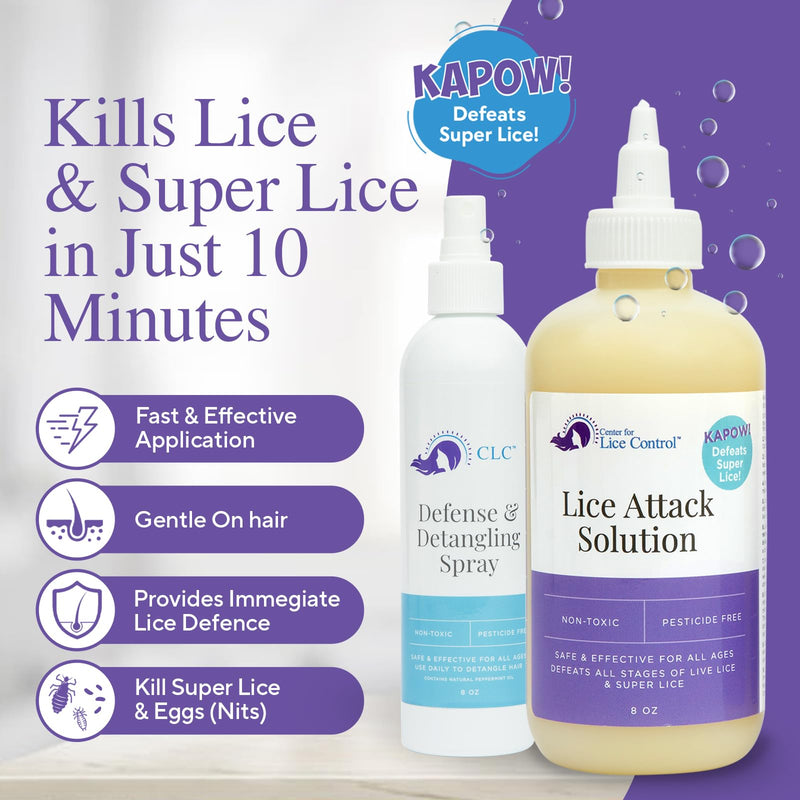 [Australia] - Kapow! All-in-One Head Lice Treatment Kit for Family, Lice Treatment for Kids & Adults, 7-Pack Lice Treatment Extra Strength Family, Lice Kit with Sensitive Scalp Lice Shampoo, Spray, & Lice Combs 