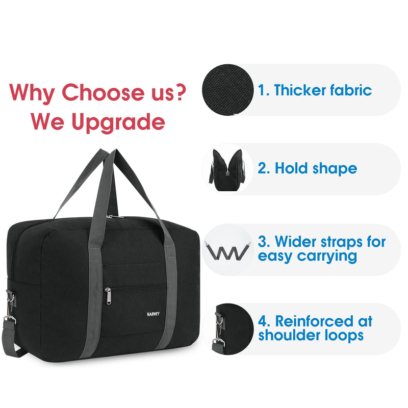 Narwey Foldable Travel Duffel Bag with Shoulder Strap + Clear Travel Toiletry Bag for Women and Men
