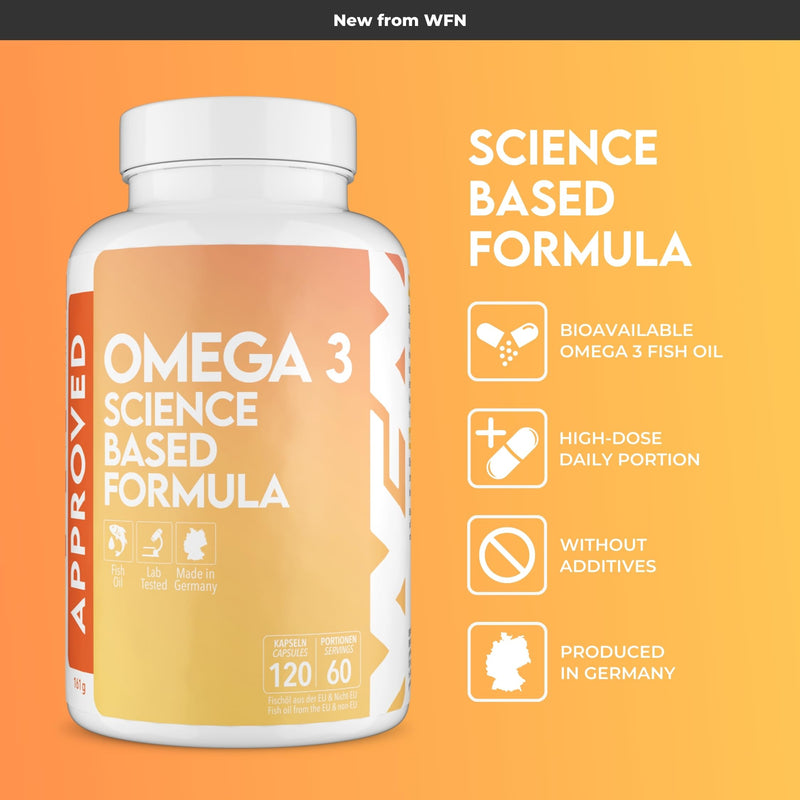 WFN Approved Omega 3 Capsules High Dose - 2000mg Fish Oil - Omega 3 Triglycerides - 1500mg EPA & DHA - Produced & Laboratory Tested in Germany 120 count (Pack of 1)