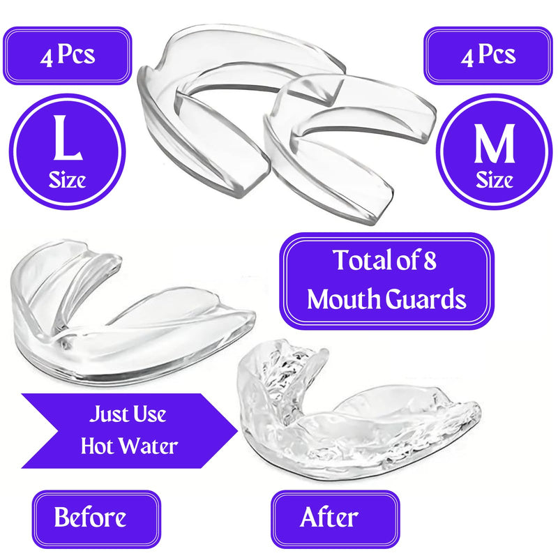 [Australia] - Anti Grinding Teeth at Night Guards (2) Sizes (8-Pack) and 2 Travel Cases Trimmable Design Custom Fit Mouth Guard for Grinding Teeth at Night Guards for Teeth Grinding Mouth Guard for Teeth Clenching 