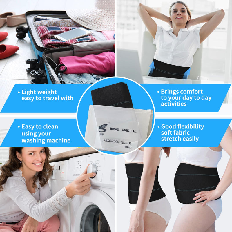 [Australia] - S Abdominal Binder Post Surgery - Elastic Waist Band for Stomach Support & Compression, Bariatric, Tummy Tuck | Latex-free, Breathable Belly Wrap Hernia Belt - (30" - 45") 3 PANEL - 9" High BLACK Black - 3 Panel 30"-45" (M) 