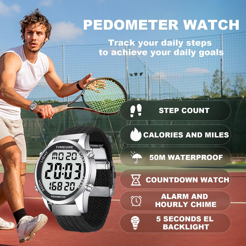 [Australia] - Accurate Pedometer Watch for Men Walking Simple Step Counter Watches Steps Tracker Large Digital Display Waterproof Non Bluetooth TIMEURE-2306 Green 