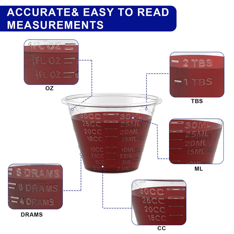 [Australia] - disposable medicine cups graduated, bulk pack of 300, 1 oz (30ml) small plastic measuring cup for liquid medication, paint, epoxy, pill and resin 