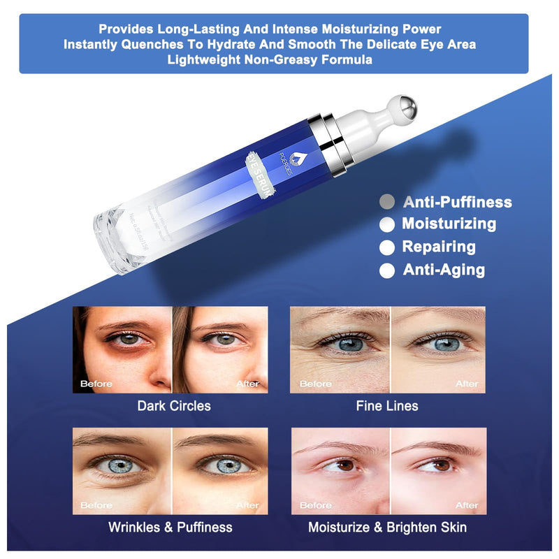 [Australia] - Eye Serum with 8% Caffeine 8% Retinol Hyaluronic Acid Niacinamide peptides for Puffy Bags Fine Lines Dark Circles Wrinkles, Under Eye Cream with 360¬∞ Roller Massage Ball, 0.5 fl. oz 