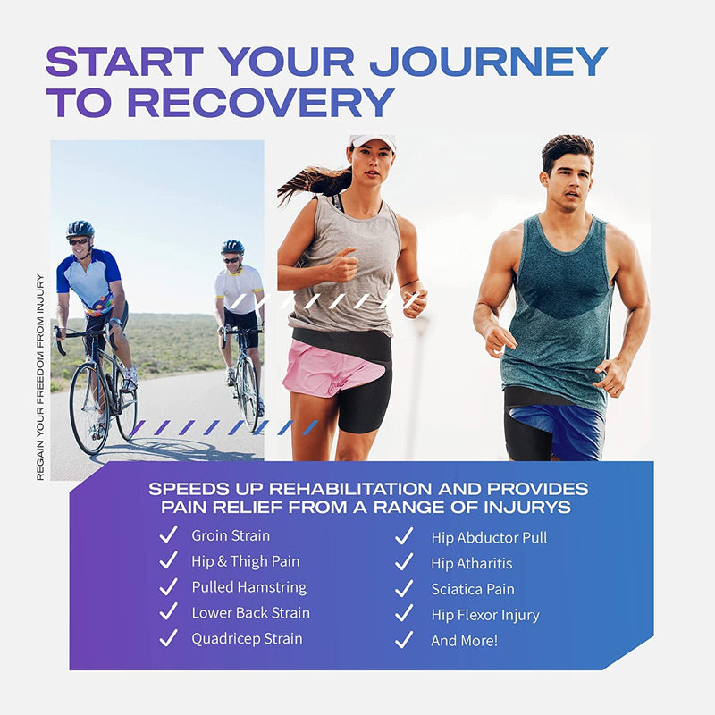 Always Ready Hip Brace for Sciatica Pain Relief with Hot & Cold Gel Pack, SI Belt/Sacroiliac Belt for Hip Pain, Adjustable Compression Wrap for Groin, Thigh, Leg & Hamstring, Men & Women (XS-S) XS-S