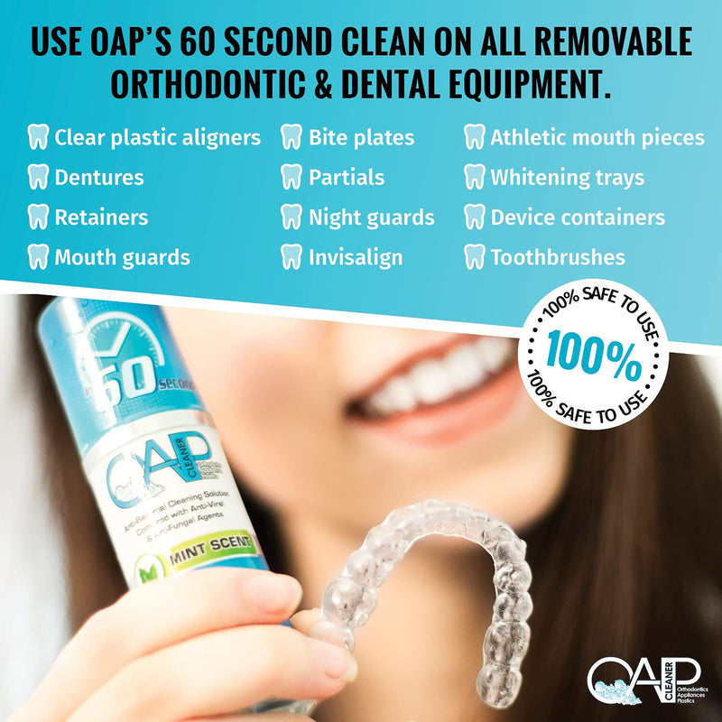 [Australia] - Orthodontic Cleaner by OAP Cleaner | Retainer Cleaner, Denture Cleaner, and Mouth Guard Cleaner | 60 Second Foam Cleanser | Paraben, Sulfate and Triclosan Free | 44.3 mL, 3 Bottles 