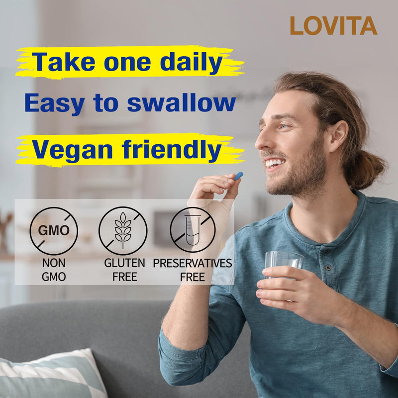 LOVITA Men's 8-Hour Time-Release B Complex: Experience Enhanced Nutritional Support with One Daily Vegetarian Tablet (60 Count) (Pack of 3) 60 Count (Pack of 3)